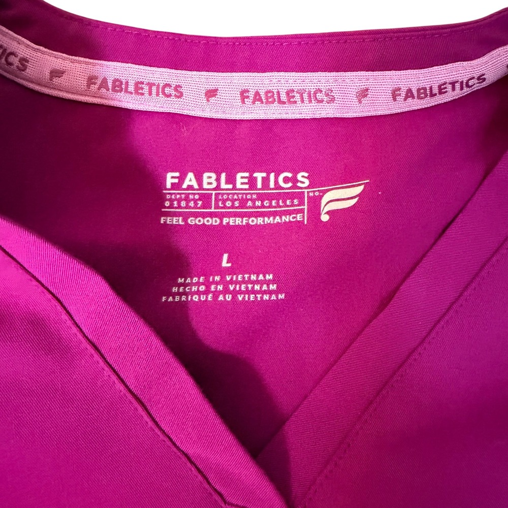 Fabletics Womens Scrub Sets Lot of 2 Purple Magenta V-Neck Jogger Pants Large - Picture 2 of 5
